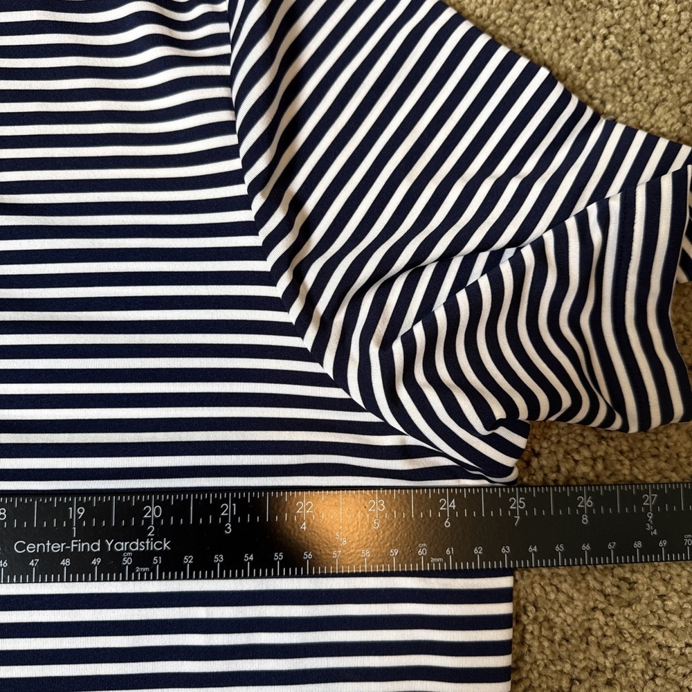 Polo Ralph Lauren Polo Shirt Mens Large Navy White Striped Performance Golf EUC - Picture 5 of 7